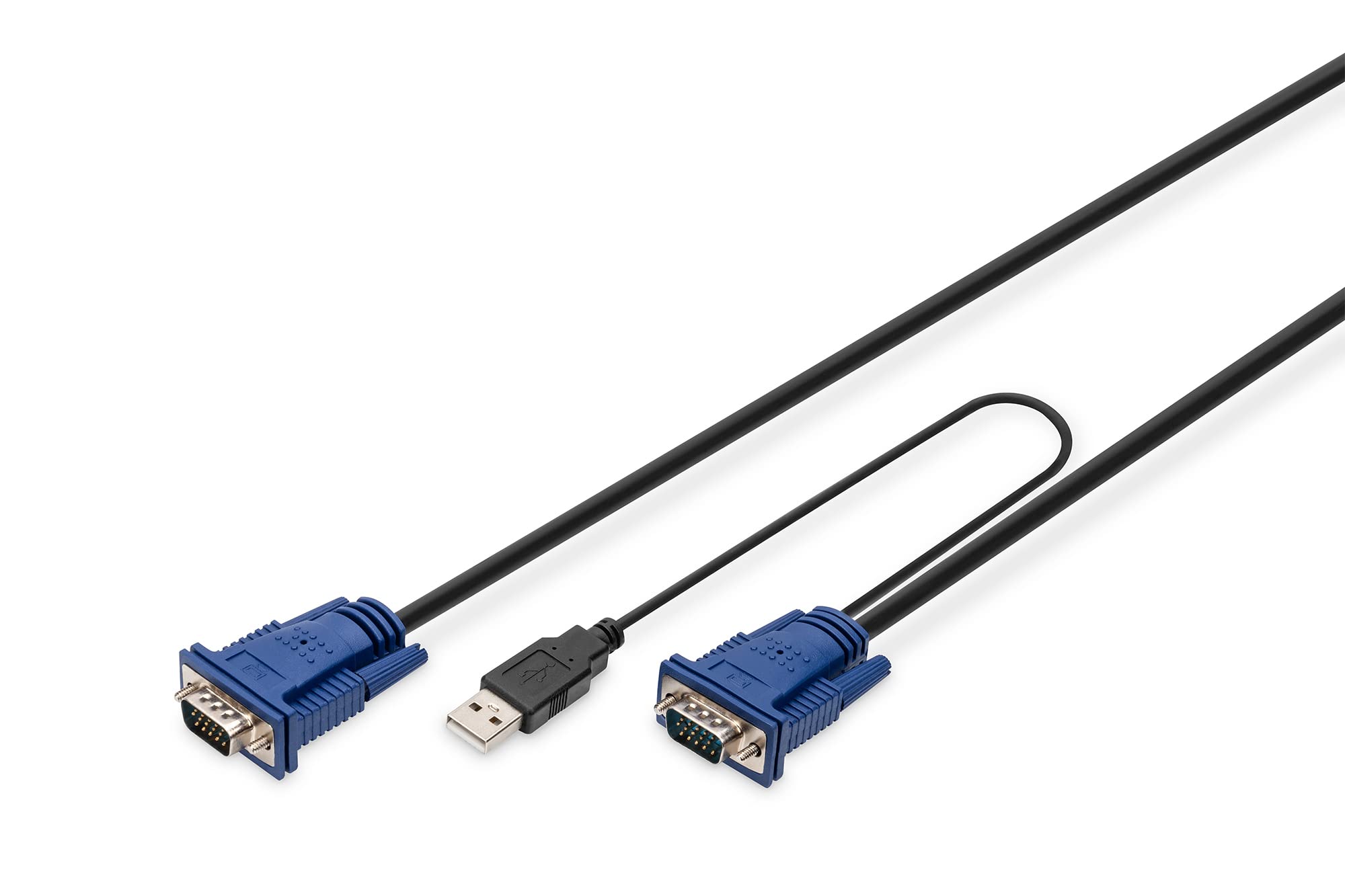 DIGITUS KVM cable - 2x VGA connector, 1x USB 2.0 connector - 1,8 m - for KVM consoles & KVM switches - Suitable for : DS-720xx and DS-23100-1, DS-23200-1, DS-23300-1 - Black