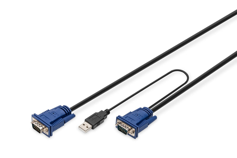 DIGITUS KVM cable - 2x VGA connector, 1x USB 2.0 connector - 1,8 m - for KVM consoles & KVM switches - Suitable for : DS-720xx and DS-23100-1, DS-23200-1, DS-23300-1 - Black