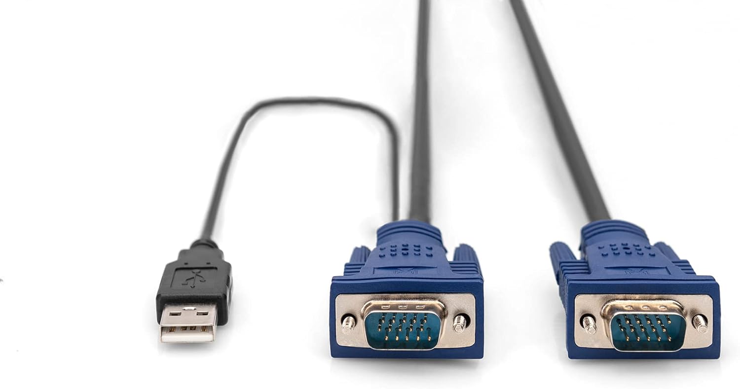 DIGITUS KVM cable - 2x VGA connector, 1x USB 2.0 connector - 1,8 m - for KVM consoles & KVM switches - Suitable for : DS-720xx and DS-23100-1, DS-23200-1, DS-23300-1 - Black