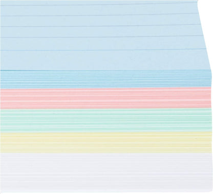 Luxpad A6 Lined Revision & Presentation Cards - Assorted Colours + White. 150 Cards Per Pad (6x4"