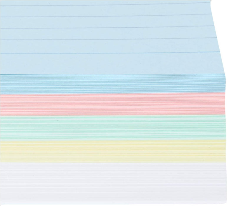Luxpad A6 Lined Revision & Presentation Cards - Assorted Colours + White. 150 Cards Per Pad (6x4"
