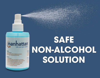 Manhattan LCD Cleaning Kit, Alcohol-free, Includes Cleaning Solution (200ml), Brush and Microfibre Cloth, Ideal for use on monitors/laptops/keyboards/etc, Blister