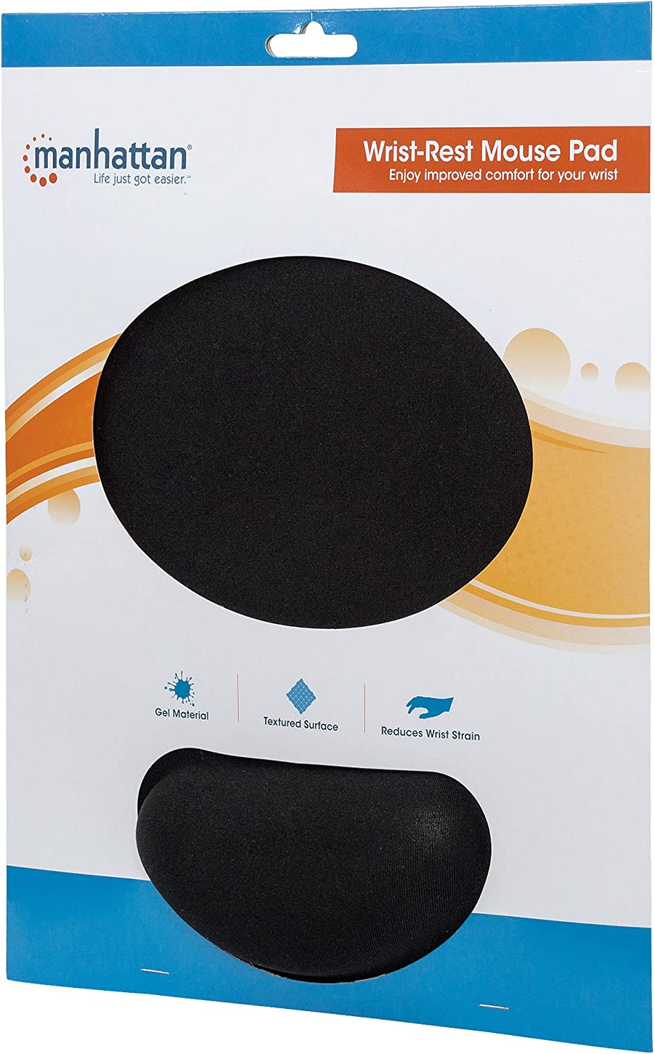 Manhattan Small Gel Mouse Pad - with Soft Wrist Support, Non-Slip Base, Ergonomic Design - for Laptop, Computer, PC Mouse - Lifetime Mfg Warranty - Black, 434362