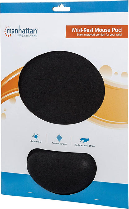 Manhattan Small Gel Mouse Pad - with Soft Wrist Support, Non-Slip Base, Ergonomic Design - for Laptop, Computer, PC Mouse - Lifetime Mfg Warranty - Black, 434362