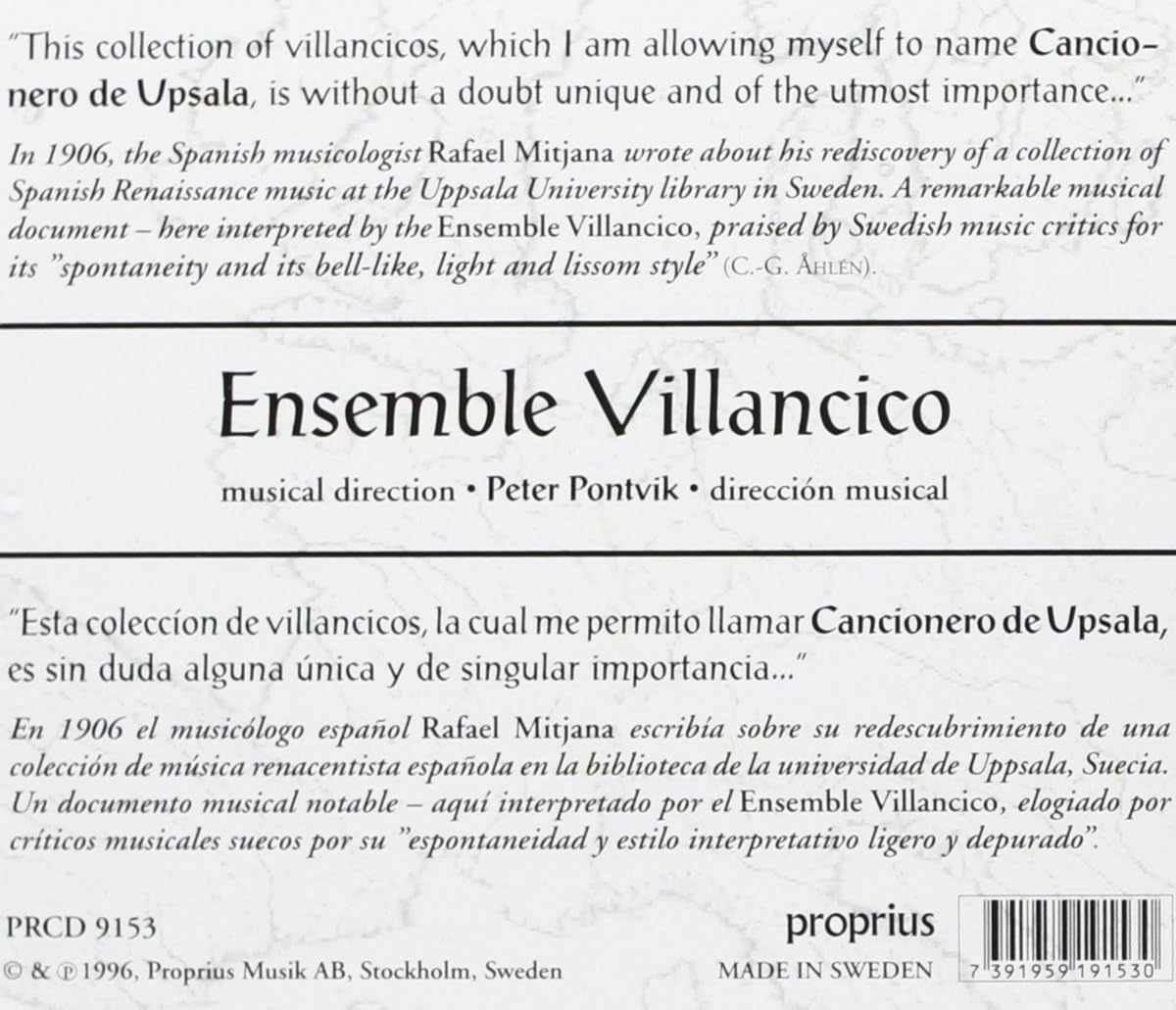 Cancionero De Upsala 1556 (Pontvik, Ensemble Villancico)