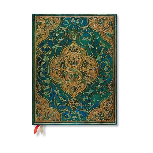 Turquoise Chronicles (Turquoise Chronicles) Ultra Horizontal 12-month Dayplanner 2024 (Elastic Band Closure)