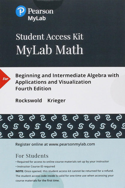 Beginning and Intermediate Algebra with Applications & Visualization, Books a la Carte Edition Plus Mylab Math -- Access Card Package