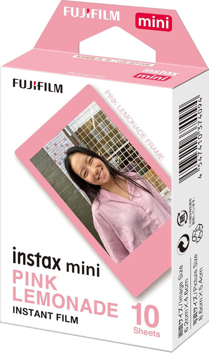 instax mini instant film, Pink Lemonade border, 10 shot pack, suitable for all instax mini cameras and printers