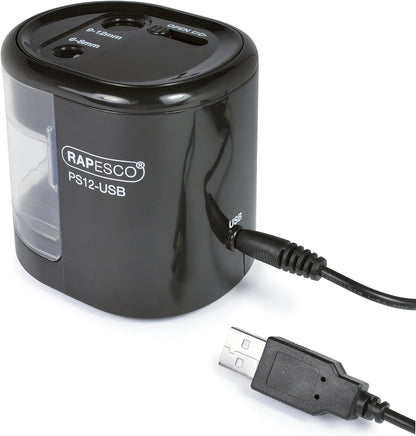 Rapesco 1449 Automatic Electric USB/Battery Pencil Sharpener