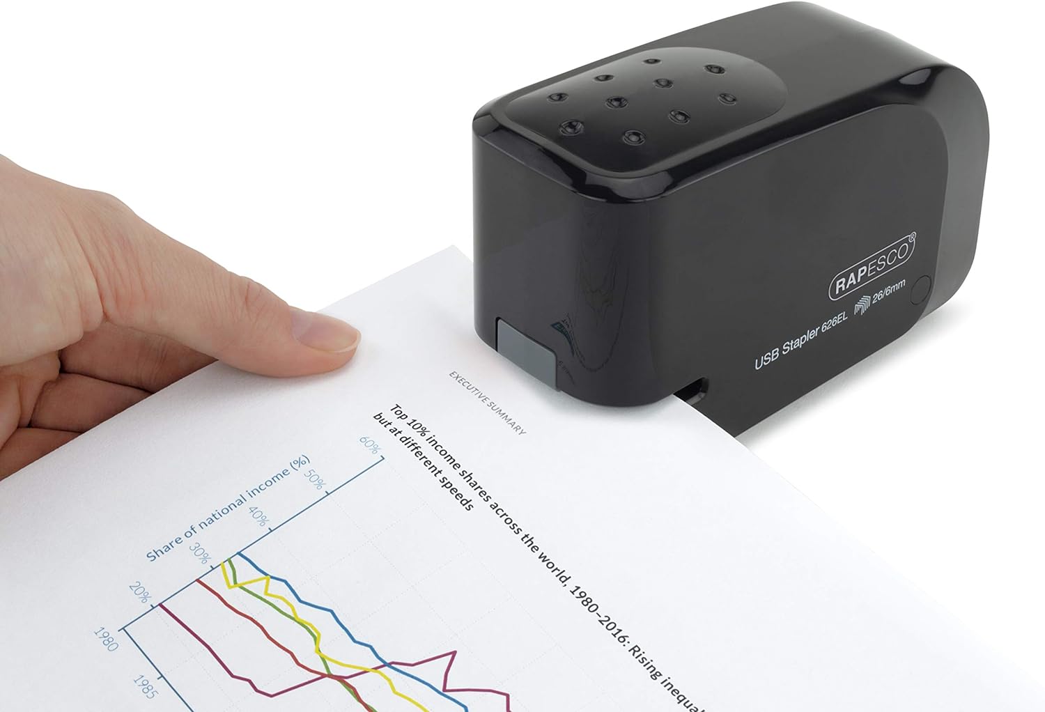 Rapesco 1454 626EL Automatic USB/Battery Stapler with 1000 26/6mm Staples, 15 Sheet Capacity