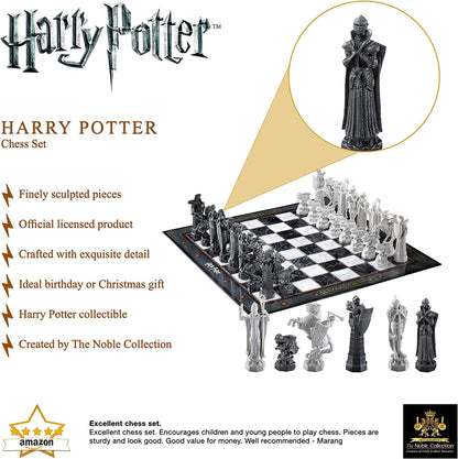 The Noble Collection Harry Potter Wizard Chess Set - 32 Detailed Playing Pieces - Officially Licensed Harry Potter Film Set Movie Props Toys Gifts