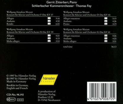 Piano Concertos KV37, 39-41