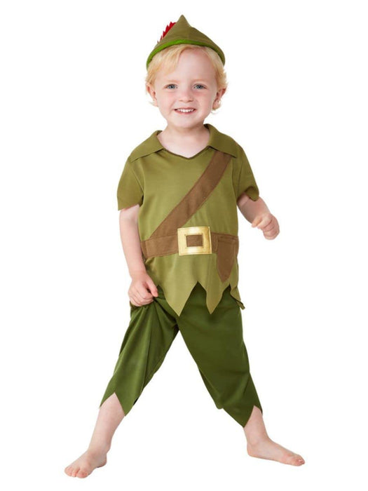 Smiffys Toddler Robin Hood Costume, Green & Brown with Hat, Top & Trousers, Boys Fancy Dress, Toddler Dress Up Costumes