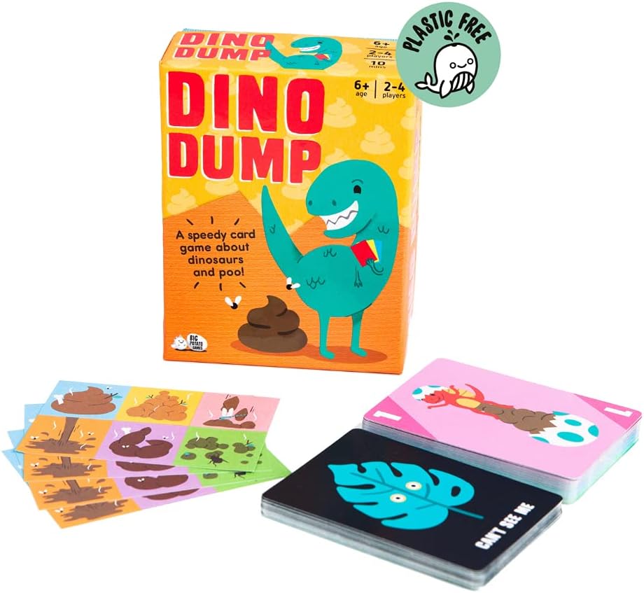 Big Potato Dino Dump: Simple Dinosaur Poo Card Game For Kids and Adults | Travel Size