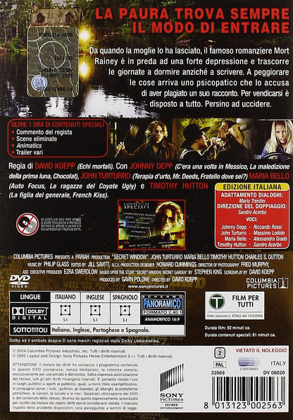Secret Window Italian Edition Region Free