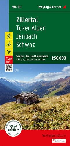Zillertal, Wander-, Rad- und Freizeitkarte 1:50.000, freytag & berndt, WK 151: Tuxer Alpen - Jenbach - Schwaz, mit Infoguide, GPX Tracks, wasserfest ... (freytag & berndt Wander-Rad-Freizeitkarten