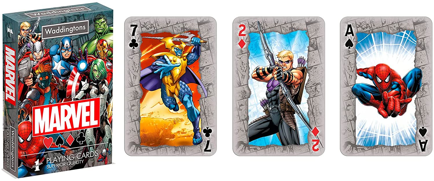 Waddingtons Number 1 Marvel Universe Playing Card Game, play with your favourite superheroes including Iron Man, Spider-Man and Captain America, gift and toy for boys, girls and adults Aged 6 plus