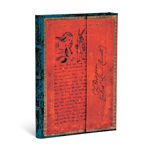 Lewis Carroll, Alice in Wonderland Midi Unlined Hardcover Journal (Wrap Closure)