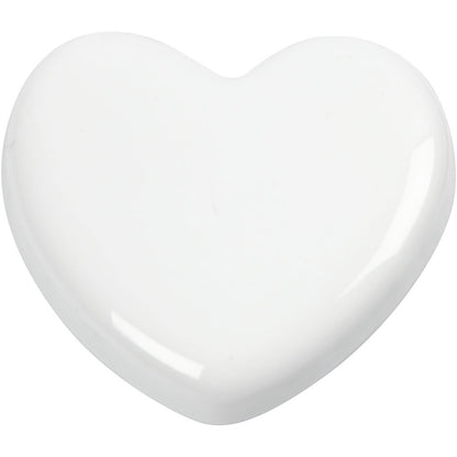 Heart, size 6,5x6,5 cm, thickness 10 mm, white, 1pc
