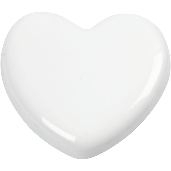 Heart, size 6,5x6,5 cm, thickness 10 mm, white, 1pc