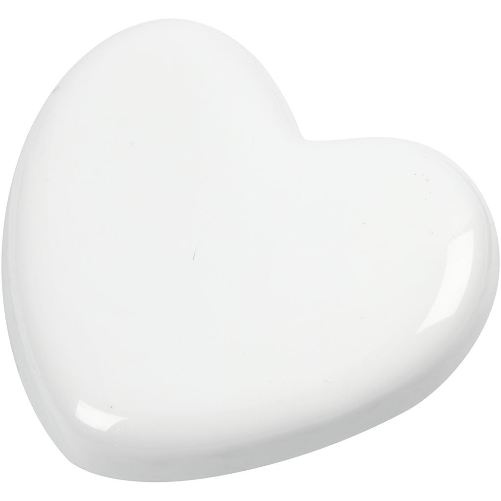 Heart, size 6,5x6,5 cm, thickness 10 mm, white, 1pc