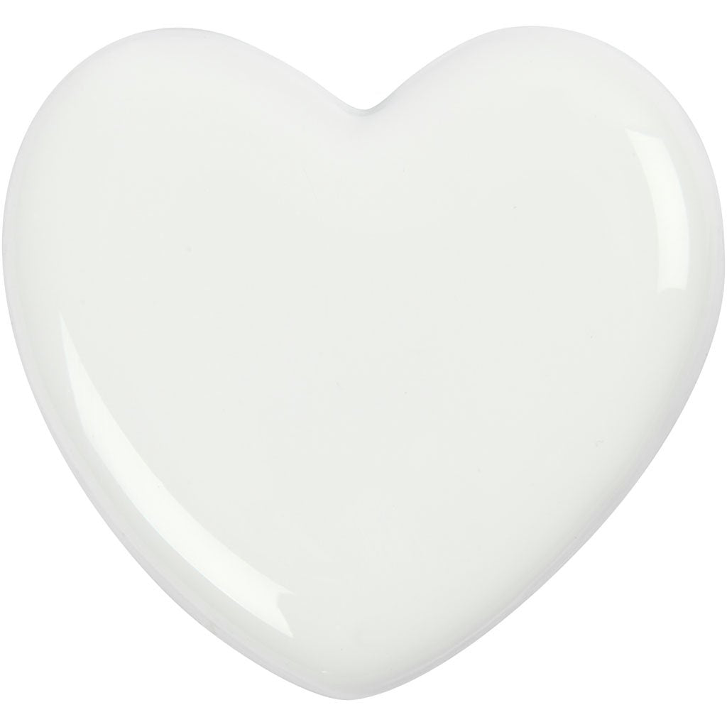 Heart, size 6,5x6,5 cm, thickness 10 mm, white, 1pc