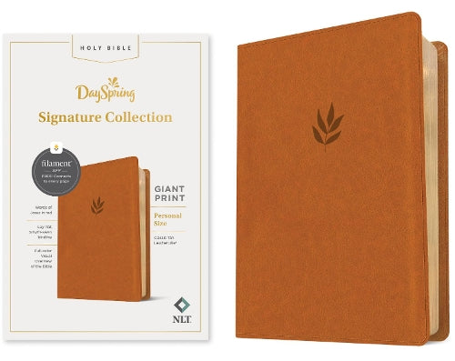 NLT Personal Size Giant Print Bible, Dayspring Signature Collection, Filament Enabled (Leatherlike, Classic Tan, Red Letter)