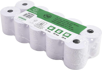Exacompta - Ref 40346E - Calculator Receipt Rolls (Pack of 10 Rolls) - 57mm Width x 20m Length, Suitable for Shops, Kiosks, Cafés, Restaurants, Card Payments