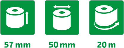 Exacompta - Ref 40346E - Calculator Receipt Rolls (Pack of 10 Rolls) - 57mm Width x 20m Length, Suitable for Shops, Kiosks, Cafés, Restaurants, Card Payments