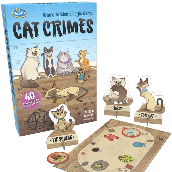 Thinkfun Cat Crimes Who's to Blame Logic Challenge-Spiel für Kinder ab 8 Jahren – Gehirnaufgabe