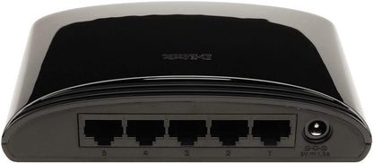 D-Link DES-1005 5-Port Fast Ethernet Unmanaged Desktop Switch, Hub, Internet Splitter, Fanless, Plug and Play - UK Model