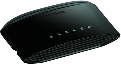 D-Link DES-1005 5-Port Fast Ethernet Unmanaged Desktop Switch, Hub, Internet Splitter, Fanless, Plug and Play - UK Model