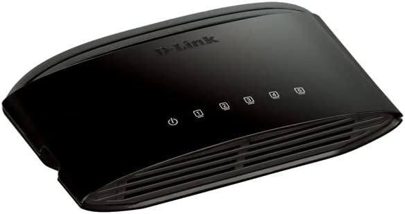D-Link DES-1005 5-Port Fast Ethernet Unmanaged Desktop Switch, Hub, Internet Splitter, Fanless, Plug and Play - UK Model