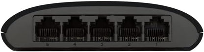 D-Link DES-1005 5-Port Fast Ethernet Unmanaged Desktop Switch, Hub, Internet Splitter, Fanless, Plug and Play - UK Model