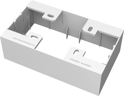 Vision TECHCONNECT V3 DOUBLE-GANG SURFACE MOUNT UK BACKBOX WHITE Standard double-gang UK surface-mount back
