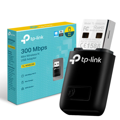 TP-Link 300Mbps Mini Wireless N USB WiFi Adapter, ideal for smooth HD video, voice streaming and online gaming,USB 2.0, Supports Windows 10/8.1/8/7/XP, Mac OS, Linux(TL-WN823N