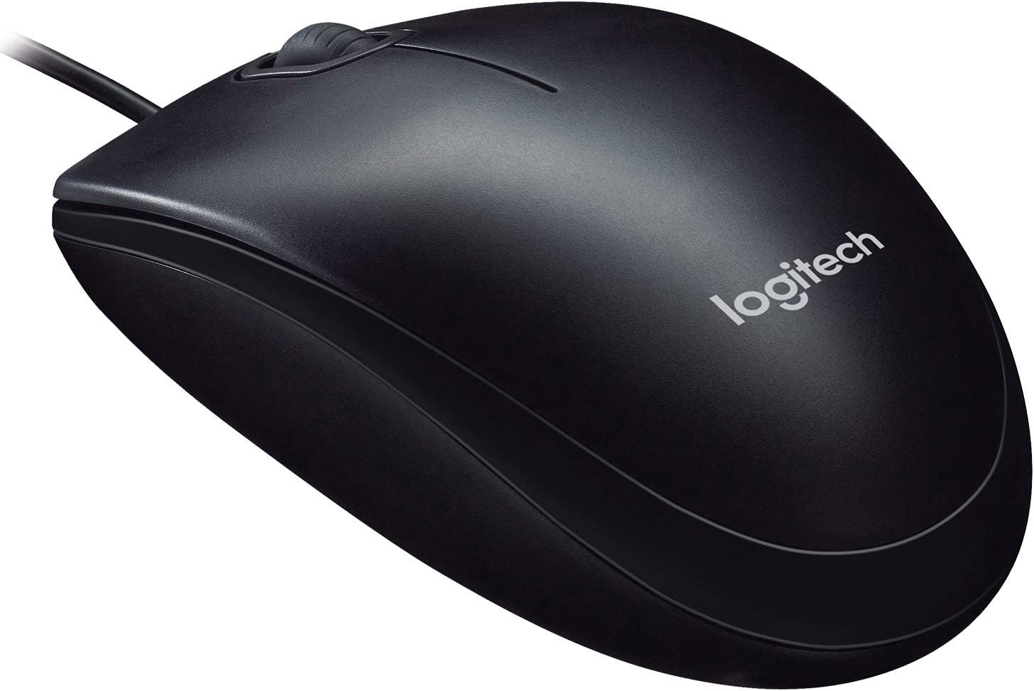 Logitech M90 Maus mit Kabel, 1000 DPI Sensor, USB-Anschluss, 3 Tasten, Für Links- und Rechtshänder, PC/Mac - Grau - Deutsche Verpackung