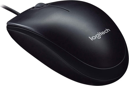 Logitech M90 Maus mit Kabel, 1000 DPI Sensor, USB-Anschluss, 3 Tasten, Für Links- und Rechtshänder, PC/Mac - Grau - Deutsche Verpackung