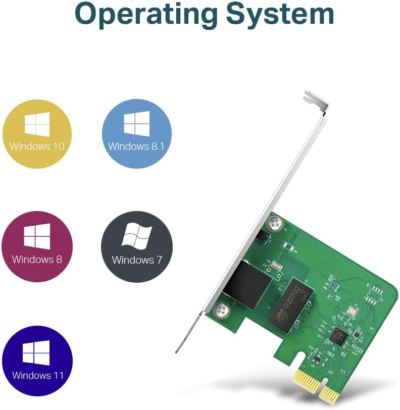 TP-Link Gigabit PCI Express Network Adapter, 32-bit PCIe interface, Supports operating systems Windows 11/10/8.1/8/7/Vista/XP, Low-Profile Bracket(TG-3468