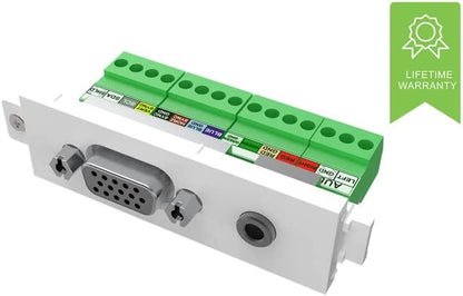 Vision TECHCONNECT V3 MODULE VGA-F AND MINIJACK Female 15-pin D-sub connector for PC output, with a 3.5mm