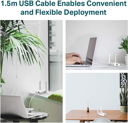 TP-Link TL-WN822N 300Mbps High Gain Wireless N USB Adapter, Stronger Coverage with High-Gain External Antenna, Boost Wi-Fi Coverage and Surfing Experience