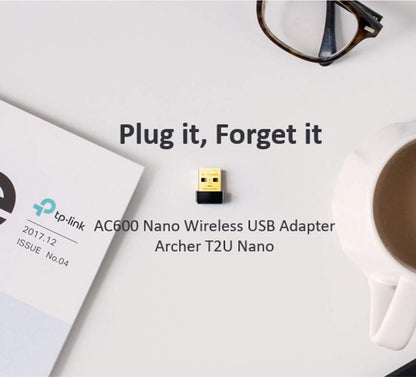 TP-Link AC600 USB Wi-Fi Dongle, Dual Band 5 GHz Wireless Adapter for PC, Desktop and Laptop, Supports Windows 11/10/8.1/8/7/XP, Mac OS 10.9-10.13 (Archer T2U Nano