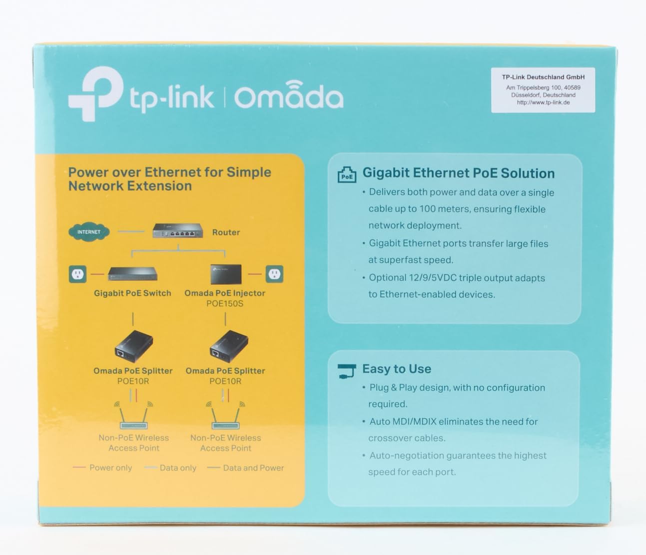 TP-Link TL-PoE10r Gigabite PoE Splitter, only compatible with IEEE 802.3af devices, not compatible with 802.3at