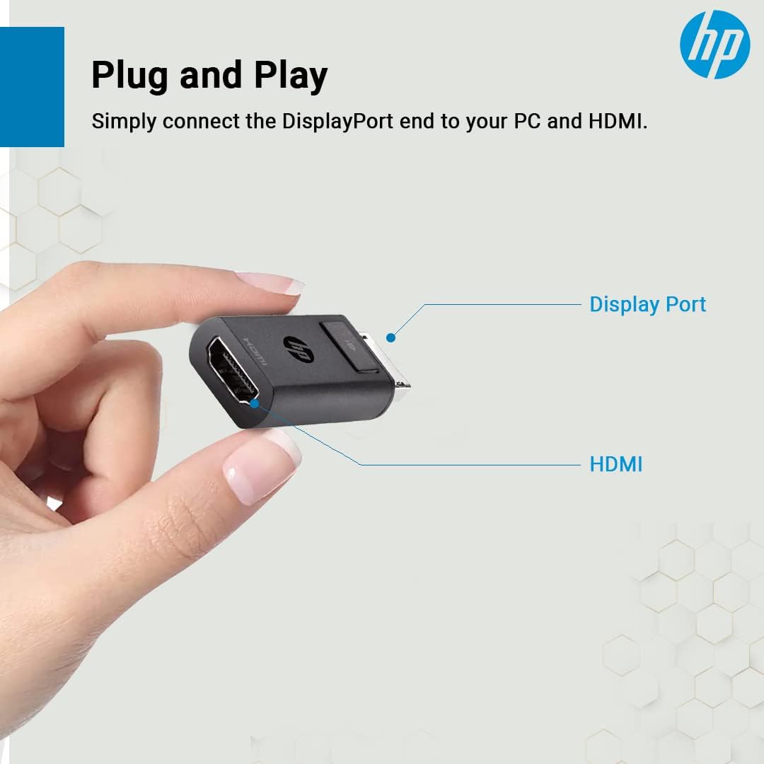 HP DisplayPort to HDMI 1.4 Adapter, Black
