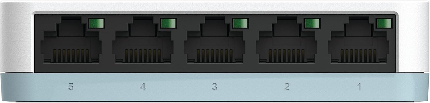 D-Link DGS-1005D 5-Port Gigabit Desktop Switch, Hub, Internet Splitter, Fanless, Plug and Play - UK Model