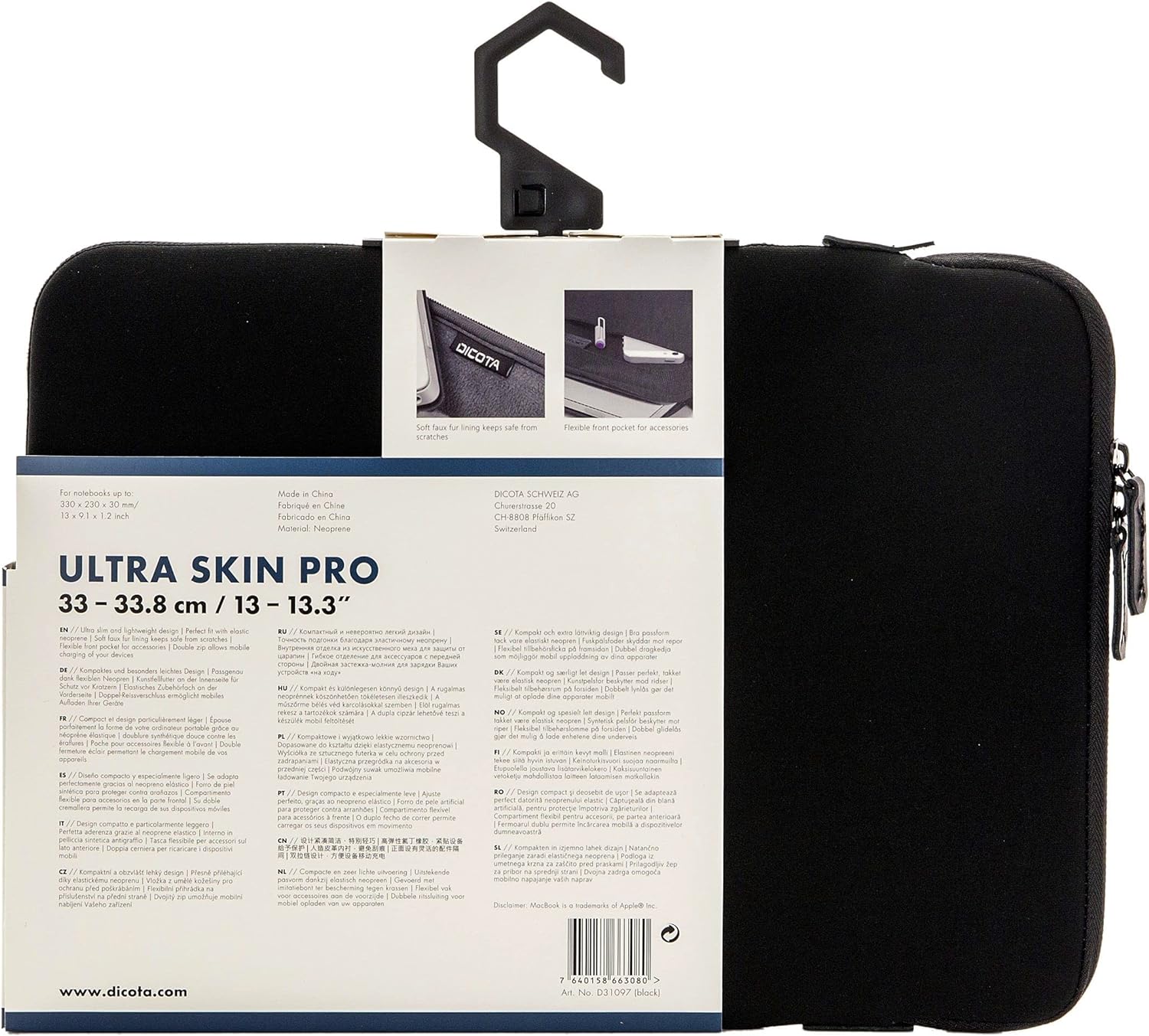 Dicota Ultra Skin 13-13.3 Inch PRO Laptop Computer and Tablet Carry Case, Lightweight Sleeve Laptop Case, Black