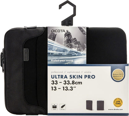 Dicota Ultra Skin 13-13.3 Inch PRO Laptop Computer and Tablet Carry Case, Lightweight Sleeve Laptop Case, Black