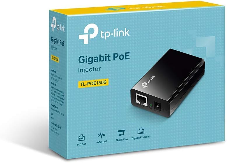 TP-Link 802.3at/af Gigabit PoE Injector , Non-PoE to PoE Adapter, supplies up to 15.4W, LED Indicator,Plug & Play , Desktop/Wall-Mount ,Distance Up to 100m, Black (PoE150S