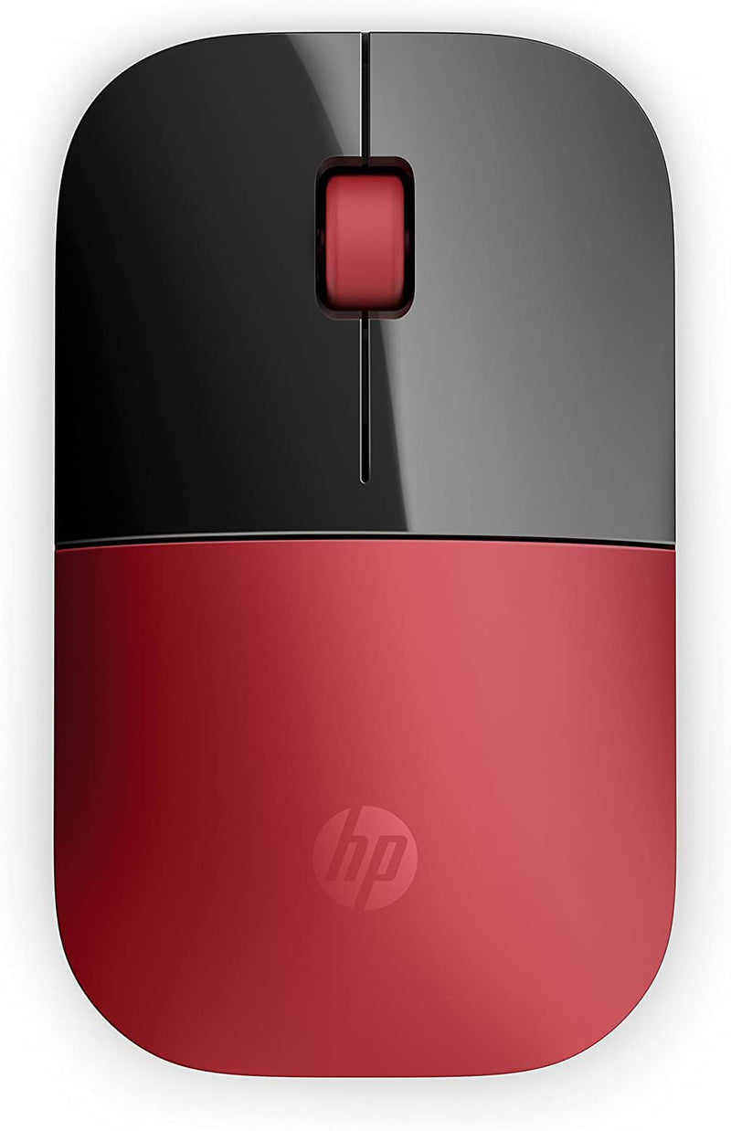 HP Z3700 Red 2.4 GHz USB Slim Wireless Mouse with Blue LED 1200 DPI Optical Sensor, Up to 16 Months Battery Life