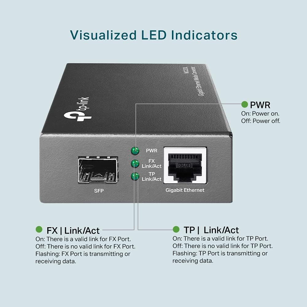 TP-Link Gigabit SFP Media Converter, Complies with IEEE 802.3ab and IEEE 802.3z, FX Port Supports Hot-Swappable (MC220L